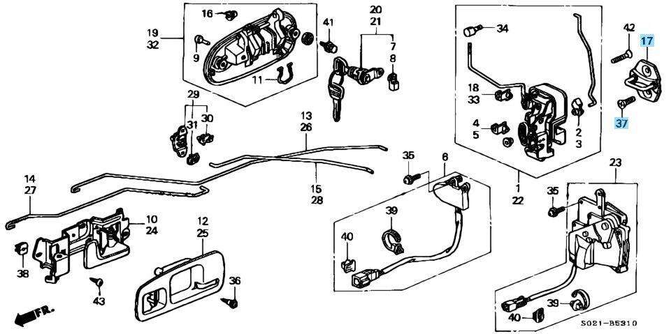 HONDA CIVIC INTEGRA  ACCORD PRELUDE Genuine Front Door Strikers & Bolts Set OEM