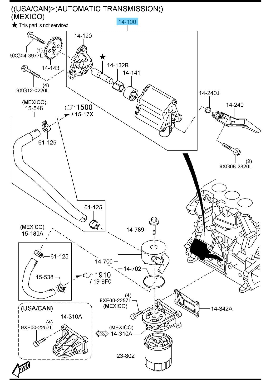 MAZDA CX-7 ER 2010-2012 Genuine Oil Pump L501-14-100B For 2500cc Engine OEM