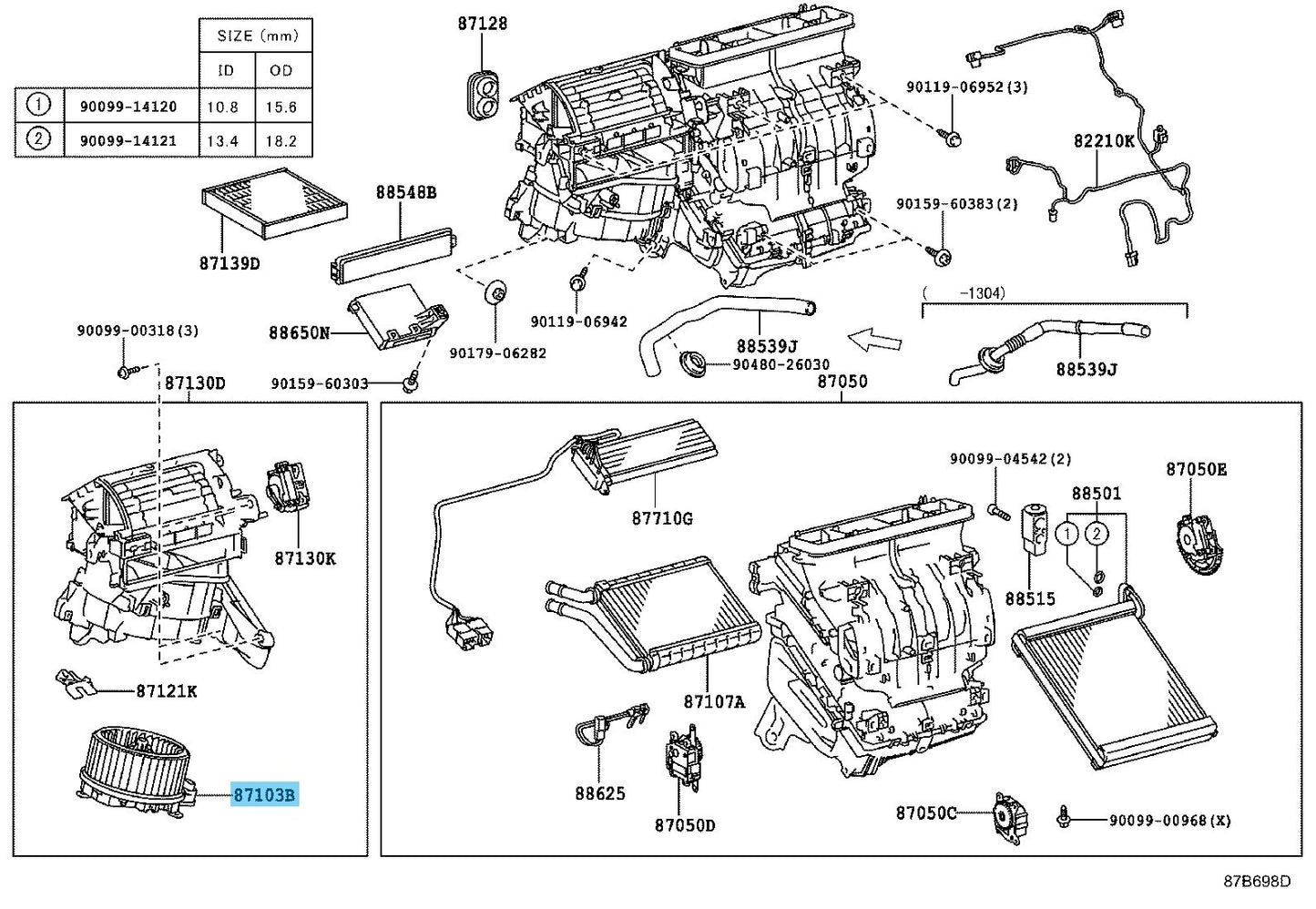 LEXUS CT200h ZWA10 2014- Genuine Blower W/Fan Motor Sub-Assy 87103-76020 OEM RHD