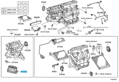 LEXUS CT200h ZWA10 2014- Genuine Blower W/Fan Motor Sub-Assy 87103-76020 OEM RHD