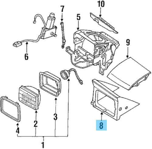 NISSAN 240SX 180SX RPS13 89-94 Genuine Headlamp Trim Cover Right & Left Set OEM