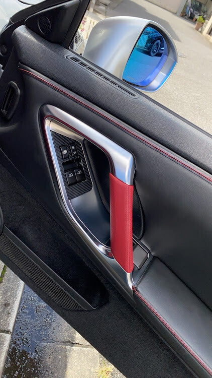 NISSAN GT-R R35 14-16 Genuine Red Leather Door Pull Handle Right & Left Set OEM