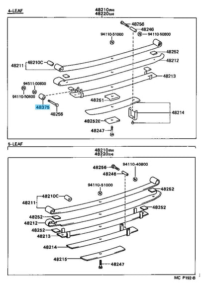 TOYOTA HILUX LN110L '89- Genuine Leaf Spring Dynamic Damper 48375-35011 x4 Set