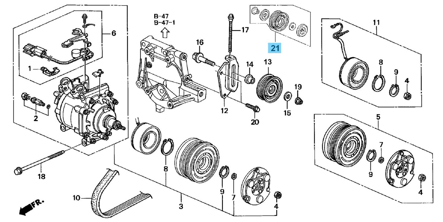 HONDA CIVIC EK2 EK3 '94-00 Genuine A/C Compressor Pulley Assy 38950-P2K-305 OEM