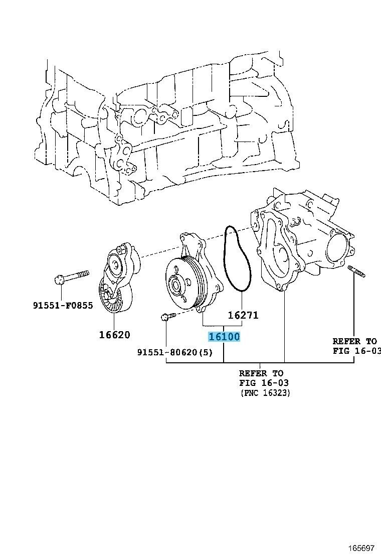 TOYOTA LEXUS NX300H AYZ10 15-21 Genuine Engine Water Pump Assy 16100-39575 OEM