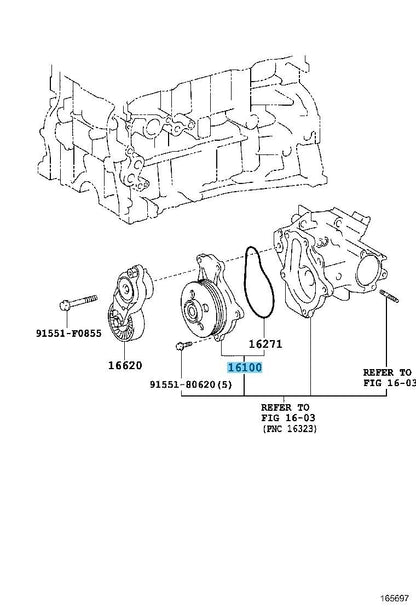 TOYOTA LEXUS NX300H AYZ10 15-21 Genuine Engine Water Pump Assy 16100-39575 OEM