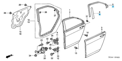HONDA ACURA TSX 04-08 Genuine Rear Upper & Center  Door Sash Tape Set LH