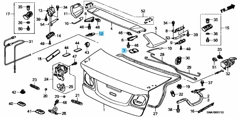 HONDA CIVIC TYPE R FD2 Genuine Trunk Spoiler Upper Lid Right & Left Set OEM