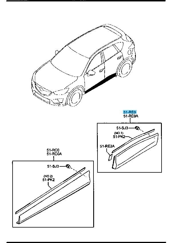 MAZDA CX-5 KE##W 2013-2016 Genuine Side Garnish 'B' RH KD53-51-RC0B OEM
