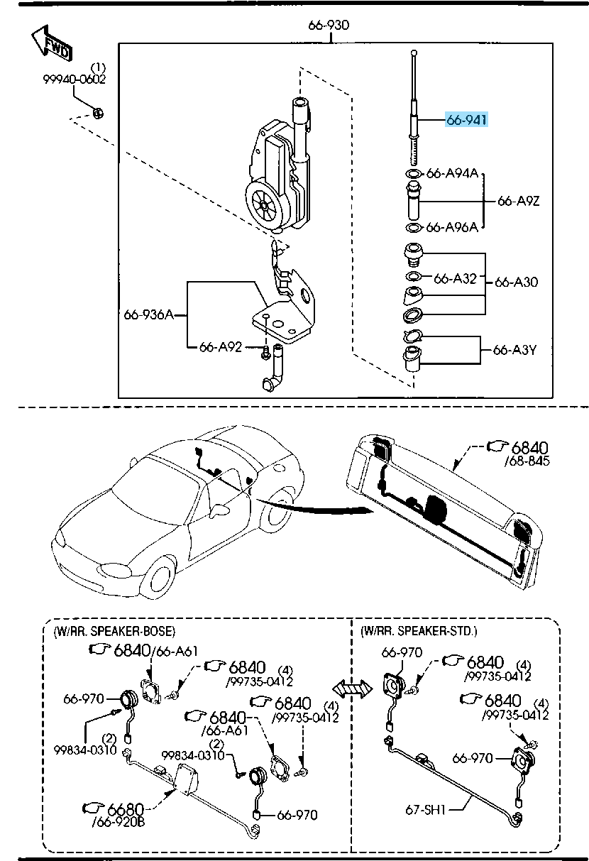 MAZDA ROADSTER MX-5 MX5 MIATA NB Genuine Electric Antenna Mast B05A-66-A30 OEM