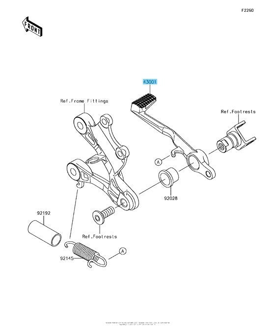 KAWASAKI NINJA ZX-6R ZX636 2013-2024 Genuine Brake Pedal Lever 43001-0718 OEM