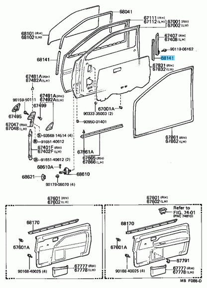 TOYOTA LEVIN TRUENO AE86 Genuine Front Door Glass Run RH & LH 68143-12070 x2 OEM
