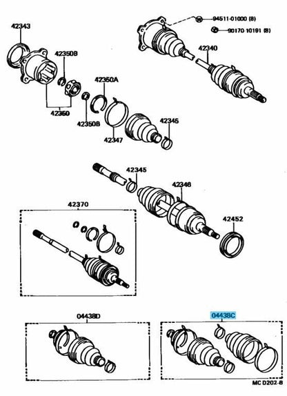 TOYOTA SUPRA GA70 GA70H Genuine Rear Drive Shaft Boot Kit 04437-14080 OEM