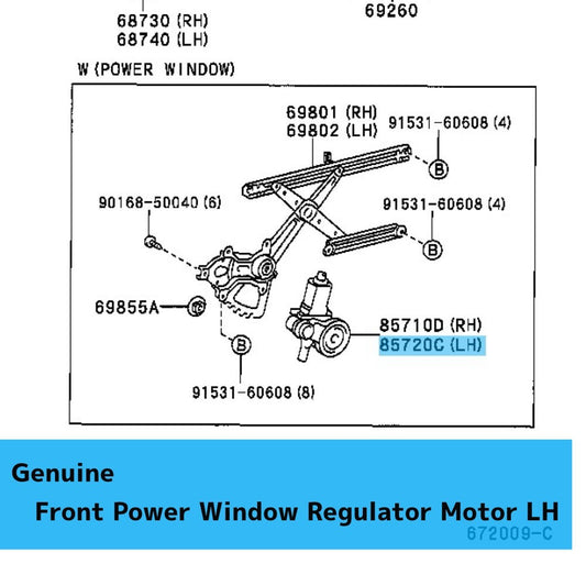 TOYOTA RAV4 ACA21 2001-2005 Genuine Front Power Window Regulator Motor LH OEM