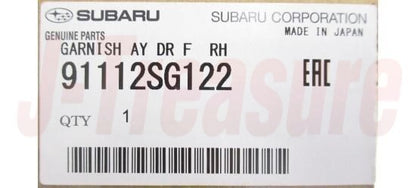 SUBARU FORESTER SJ# 2014-2018 Genuine F/Door Garnish Assy RH 91112SG122 OEM