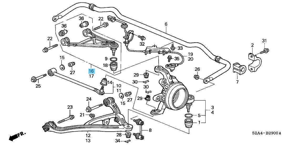 HONDA S2000 AP1 2000-2002 Genuine Rear Upper Arm Comp RH 52390-S2A-003 OEM