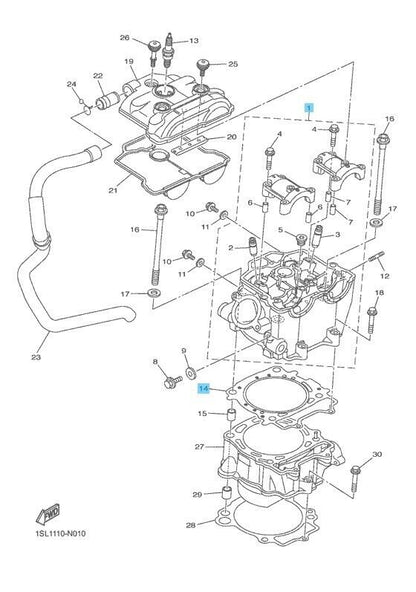 YAMAHA YZ450F 2014-2017 Genuine Engine Cylinder Head & Gasket Set OEM