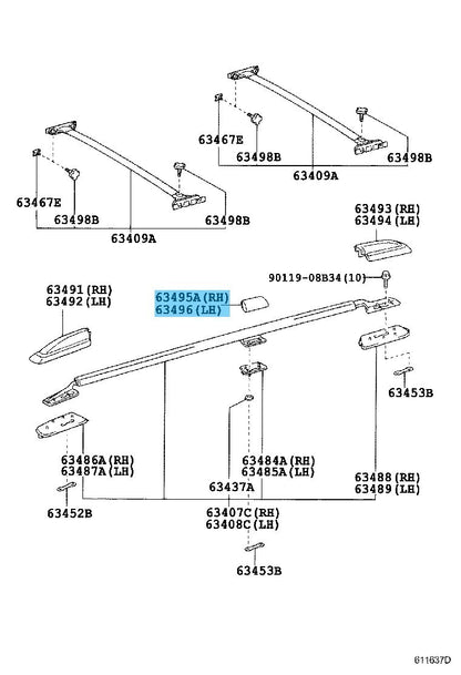 TOYOTA LAND CRUISER UZJ100 '03-07 Genuine Center Roof Rack Leg Cover RH & LH Set