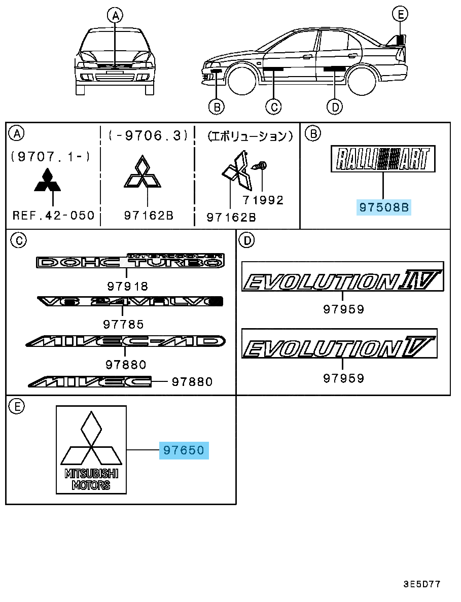 MITSUBISHI LANCER EVO 6 Genuine Tommi Makinen Edition Decal 8 pieces Set OEM