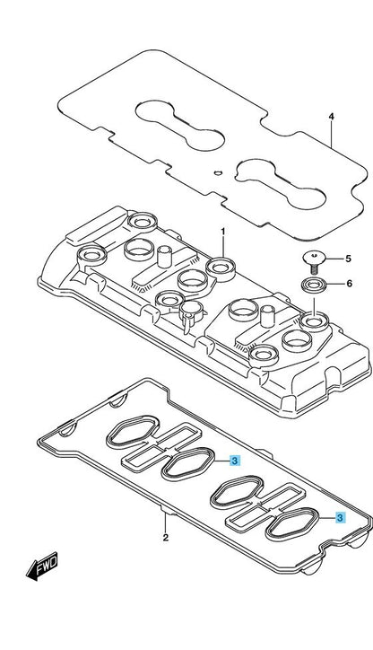 SUZUKI GSX-R750 06-17 Genuine Cylinder Head Cover Gasket No.2 11178-01H00 x2 Set