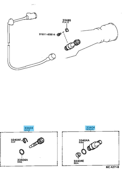 TOYOTA 4RUNNER TRUCK RN80 89-91 Genuine MT Speedometer Driven Gear & Sleeve Set
