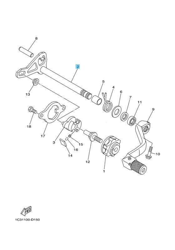 YAMAHA YZ125 2005-2018 Genuine Shift Shaft Assy 1C3-18101-00 OEM