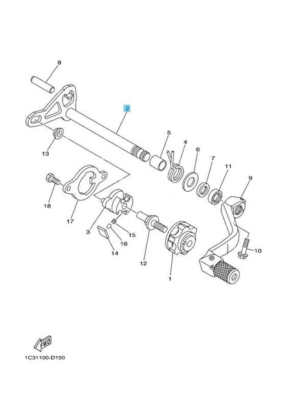 YAMAHA YZ125 2005-2018 Genuine Shift Shaft Assy 1C3-18101-00 OEM