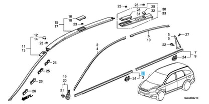 HONDA CR-V RE3 RE4 2007-2011 Genuine Front Door Molding RH 72410-SWA-A02 OEM