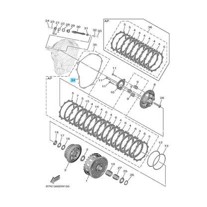 YAMAHA XSR900 2022-2024 Genuine Crankcase Cover 2(RH) Gasket B7N-15461-00-00 OEM
