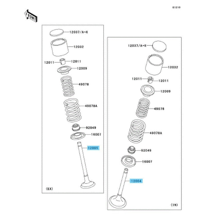 KAWASAKI KLR650 KL650A KL650E '87-10 Genuine Intake(x2) & Exhaust(x2) Valve Set