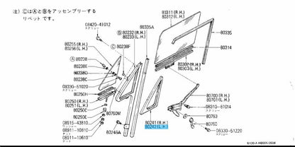 NISSAN DATSUN 1200 B120 Ute Sunny Genuine Front Door Ventilator Weather Strip LH
