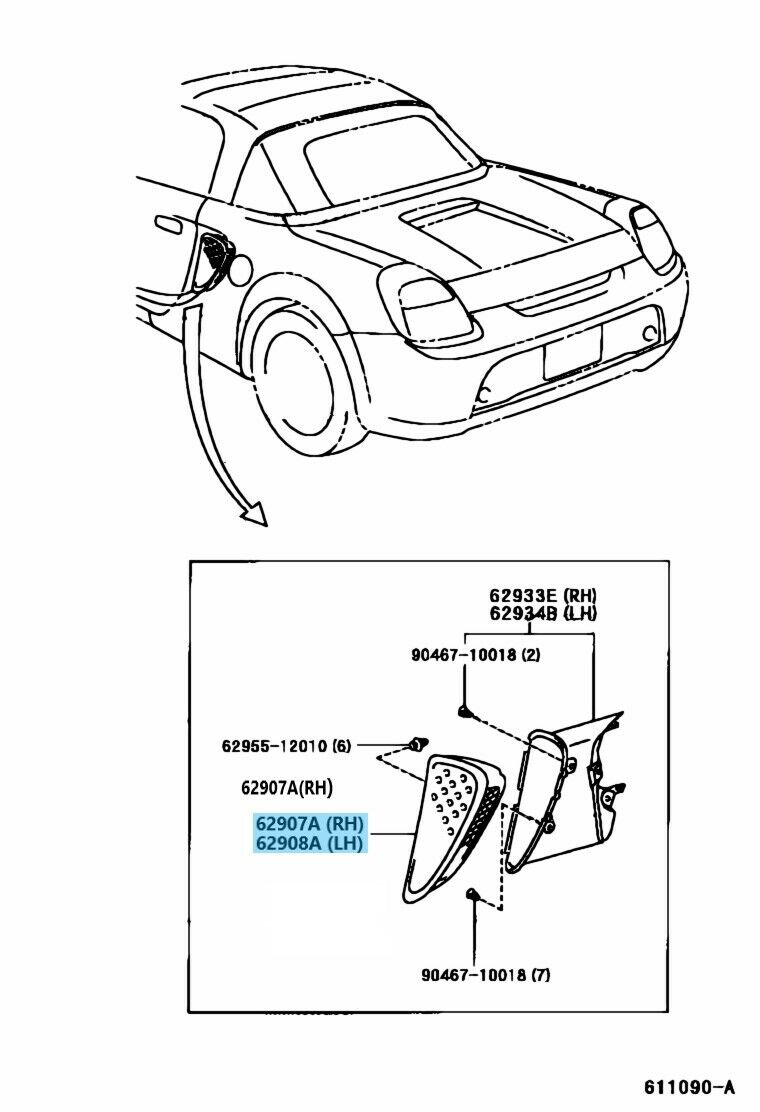 TOYOTA MR-S MR2 ROADSTER SPIDER ZZW30 Quarter Panel Air Inlet Garnish RH LH Set