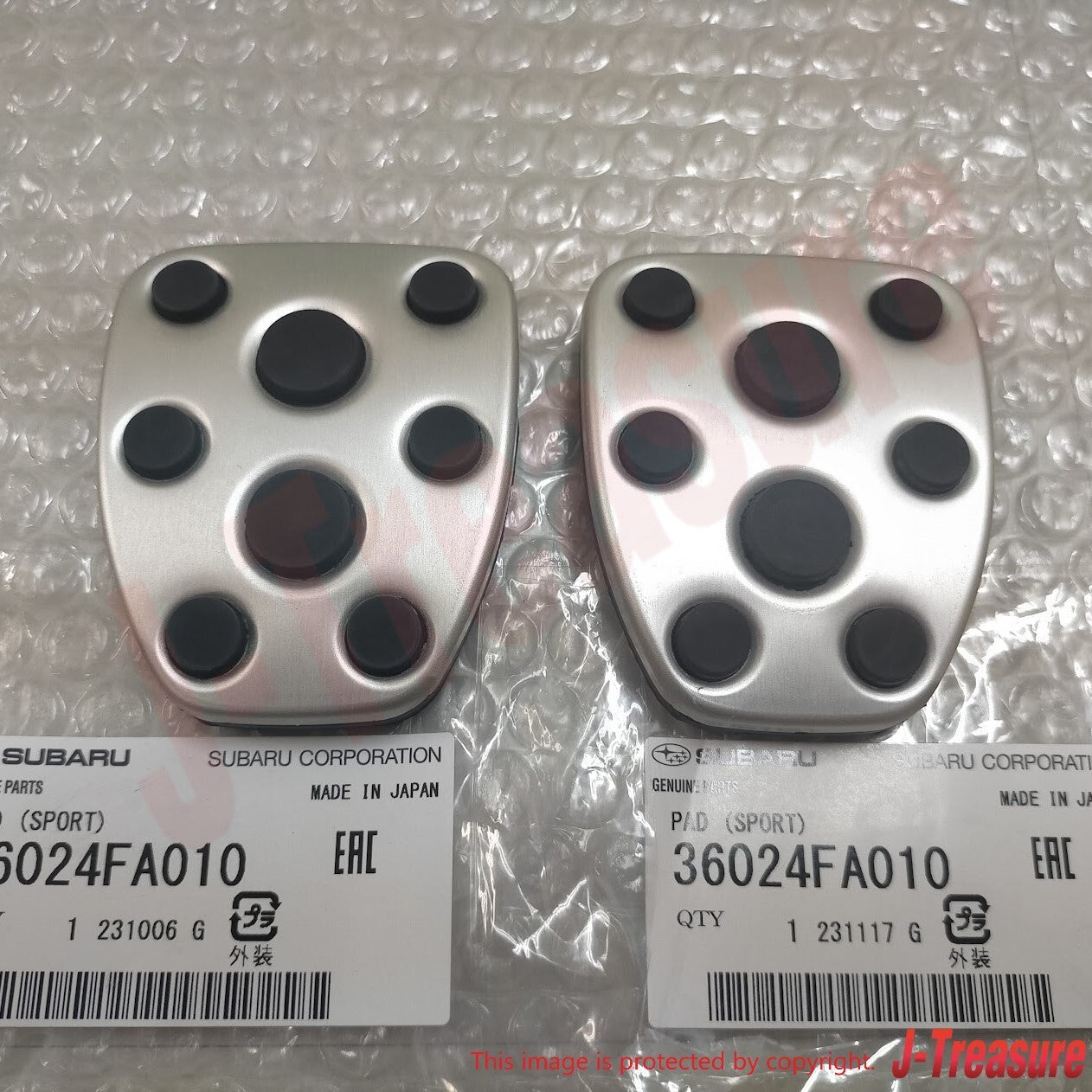 SUBARU IMPREZA WRX STI GDF 04-06 Genuine Aluminum Clutch & Brake Pedal Pad Set