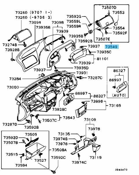 MITSUBISHI LANCER MIRAGE CJ#A CK#A CM5A Genuine Upper Glovebox MR753370 OEM