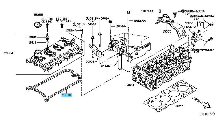 NISSAN ROGUE S35 2008-2015 Genuine QR25DE Rocker Cover Gasket 13270-JG30A OEM