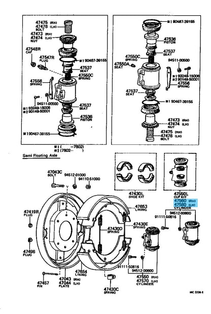 TOYOTA LAND CRUISER BJ40 79-80 Genuine Rear Wheel Brake Cylinder Assy R/RH & LH