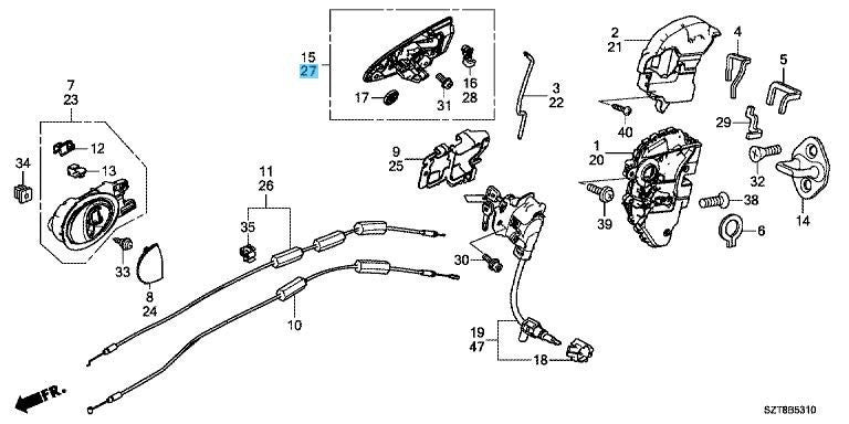 HONDA CR-Z ZF1 ZF2 Genuine Outer Door Handle Left Side 72181-SZT-G01ZE RHD OEM