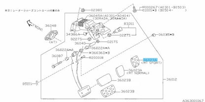 SUBARU IMPREZA WRX STI GDF 04-06 Genuine Aluminum Clutch & Brake Pedal Pad Set