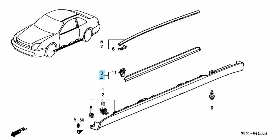 HONDA PRELUDE BB 5/6/7/8 97-01 Genuine Front Door Molding Outer RH & LH Set OEM