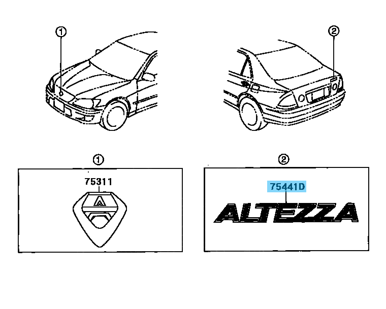 TOYOTA ALTEZZA GXE10 SXE10 Genuine Rear Trunk "ALTEZZA"  Emblem 75441-53010 OEM