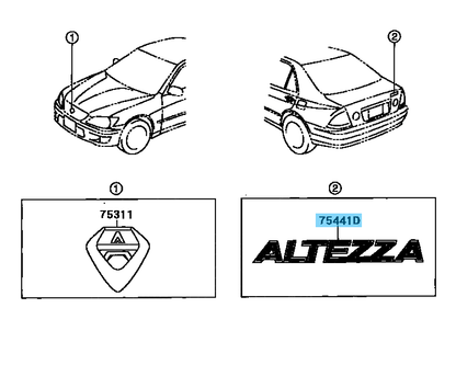 TOYOTA ALTEZZA GXE10 SXE10 Genuine Rear Trunk "ALTEZZA"  Emblem 75441-53010 OEM