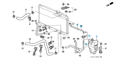 HONDA INTEGRA DC1# DB# 1994-2001 Genuine Radiator Coolant Reservoir Tank Set OEM