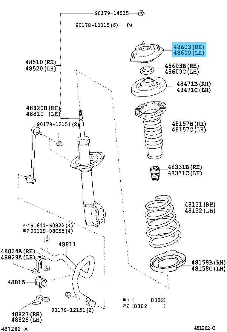 TOYOTA HIGHLANDER ACU20 03-07 Genuine Front Suspension Support Sub-Assy RH or LH