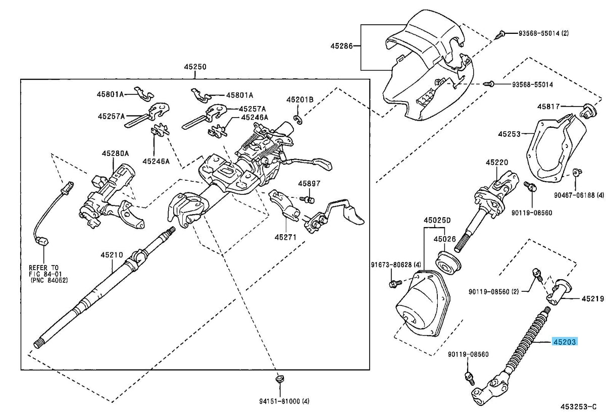 TOYOTA 4RUNNER GRN210 03-09 Genuine Lower Steering Shaft NO.2 45203-35310 OEM
