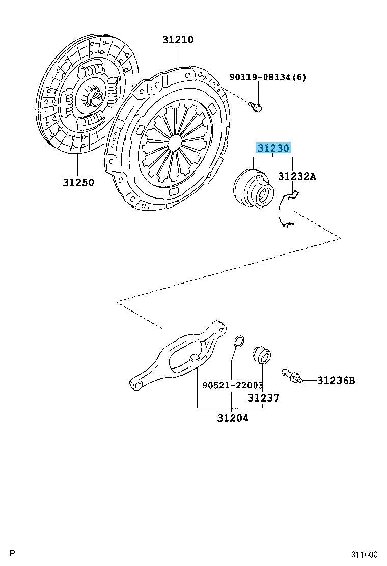 TOYOTA FJ CRUISER GSJ15L '07-14 Genuine Clutch Release Bearing Assy 31230-60241