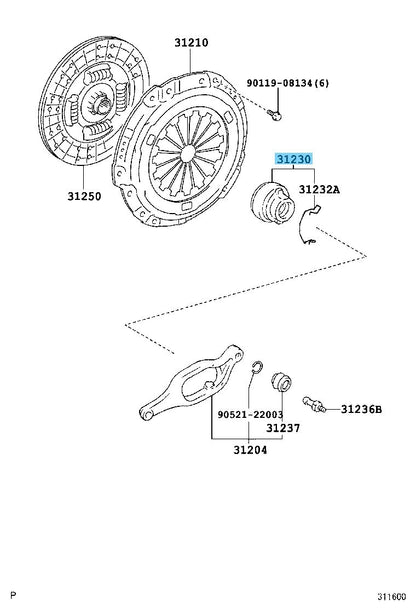 TOYOTA FJ CRUISER GSJ15L '07-14 Genuine Clutch Release Bearing Assy 31230-60241