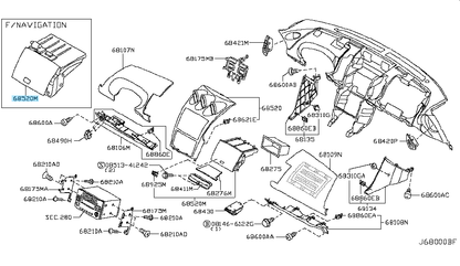 NISSAN FAIRLADY Z 350Z Z33 03-04 RHD Center Dash Navigation Compartment Lid OEM