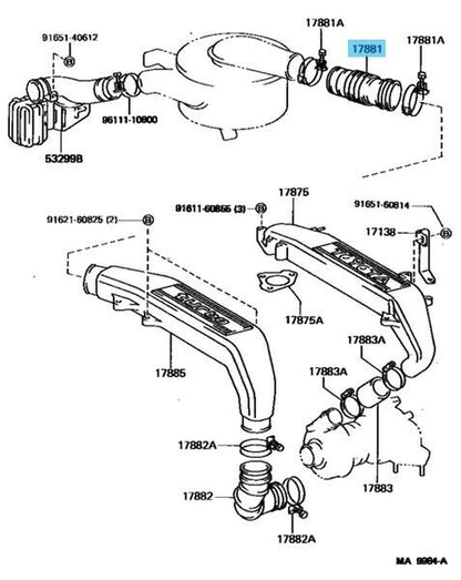 TOYOTA LAND CRUISER HJ61 Genuine 12H-T Turbo Air Intake Hose 17881-68060 OEM