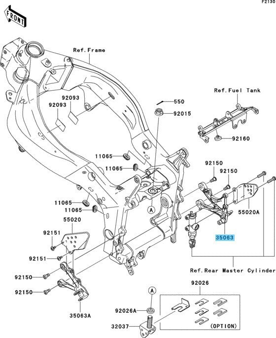 KAWASAKI NINJA ZX-6R ZX636 05-06 Genuine Front Frame Stay RH 35063-0419-458 OEM