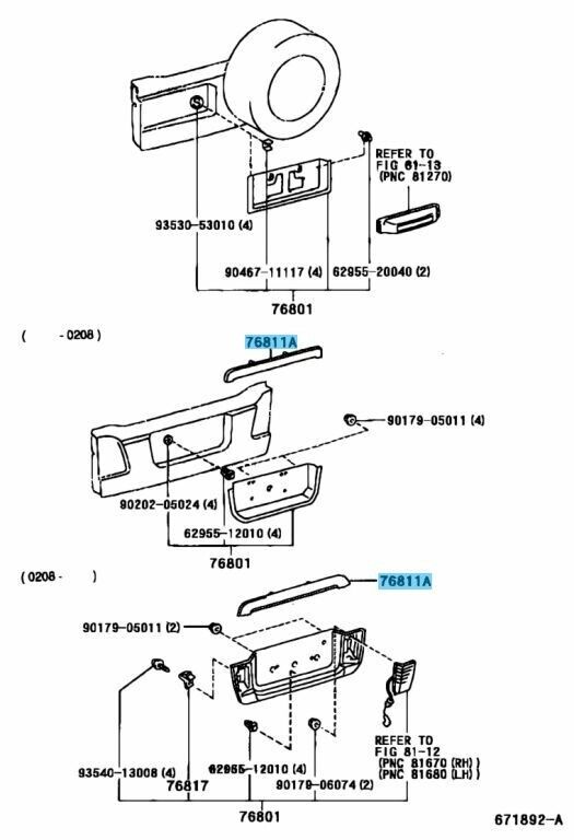 TOYOTA LAND CRUISER LX470 UZJ100 1998-2002 Genuine Back Door Outside Garnish OEM